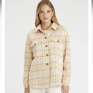 Sanctuary Cream and Tan Plaid Utility Jacket